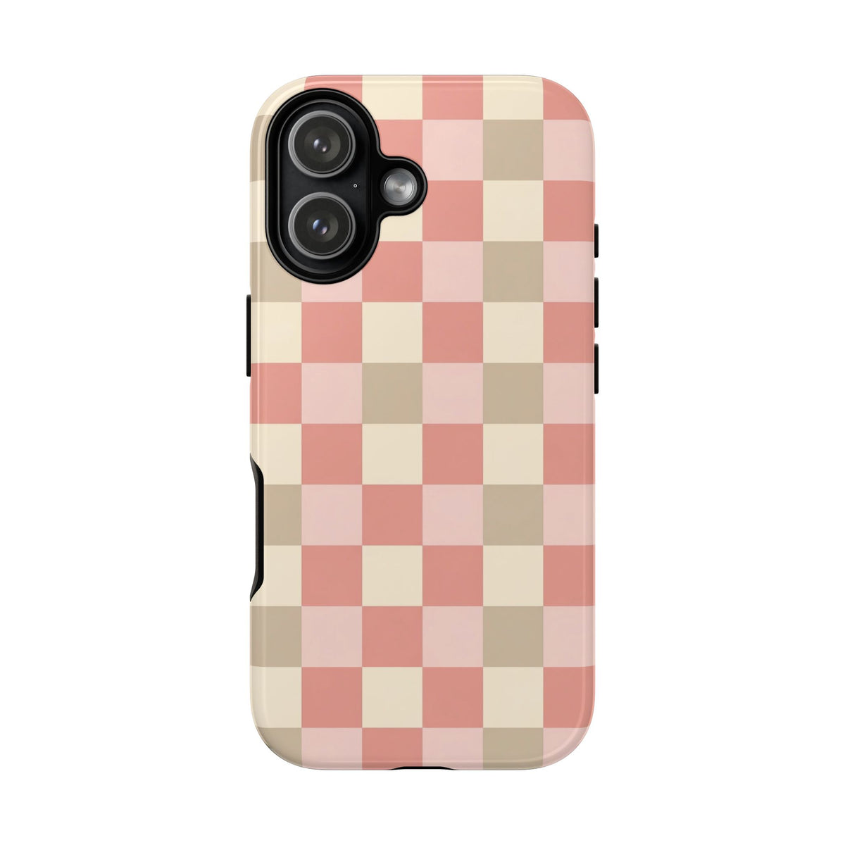Coral checkered tough phone case, alternate view