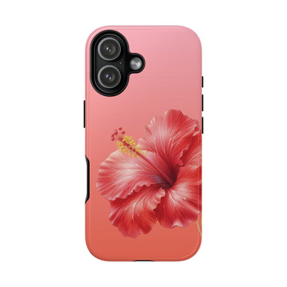 Hibiscus tough phone case with raised camera edge