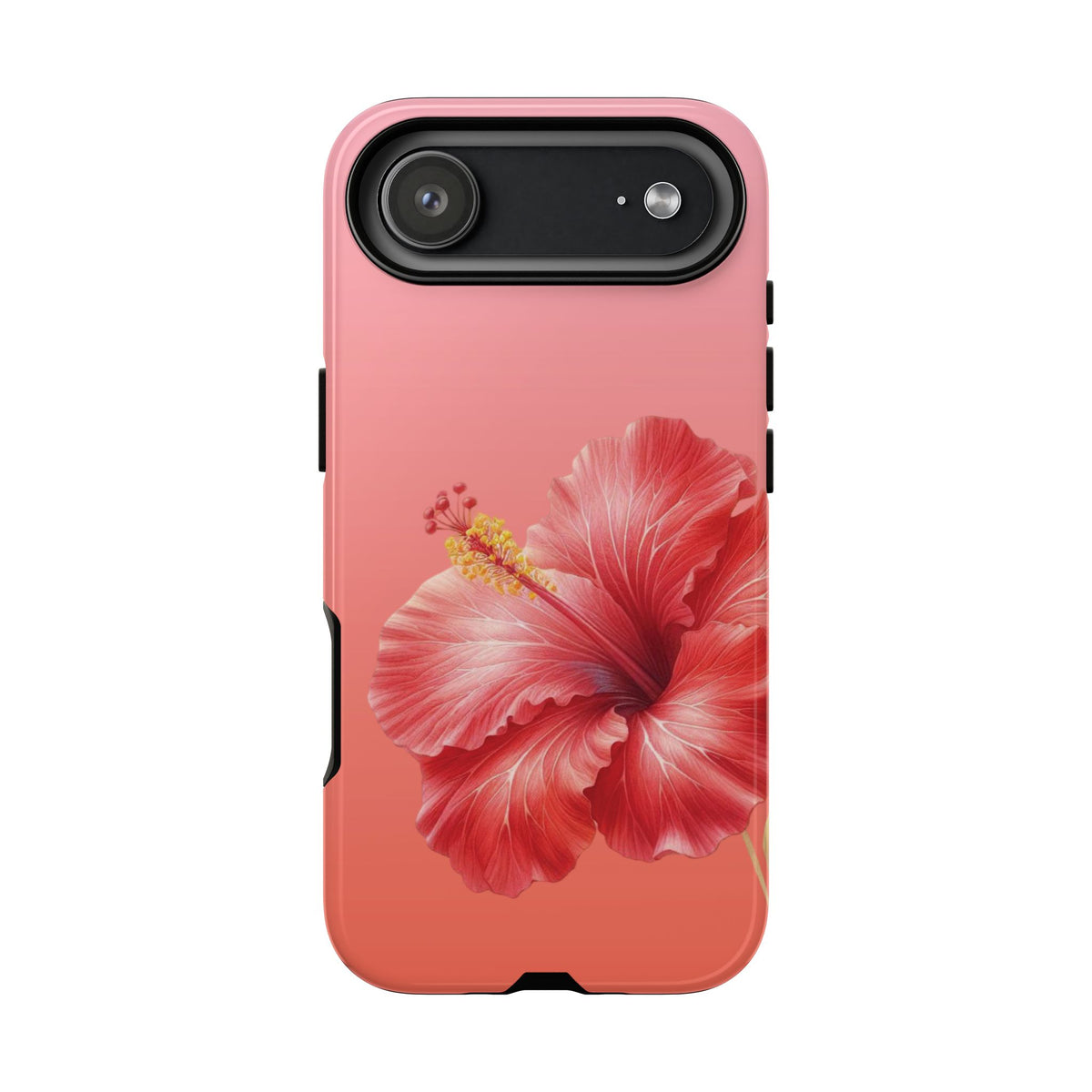 Coral hibiscus tough phone case in matte finish