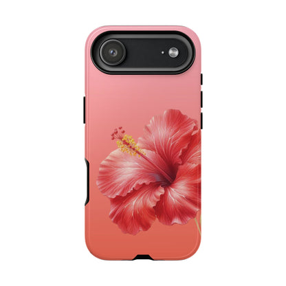 Coral hibiscus tough phone case in matte finish