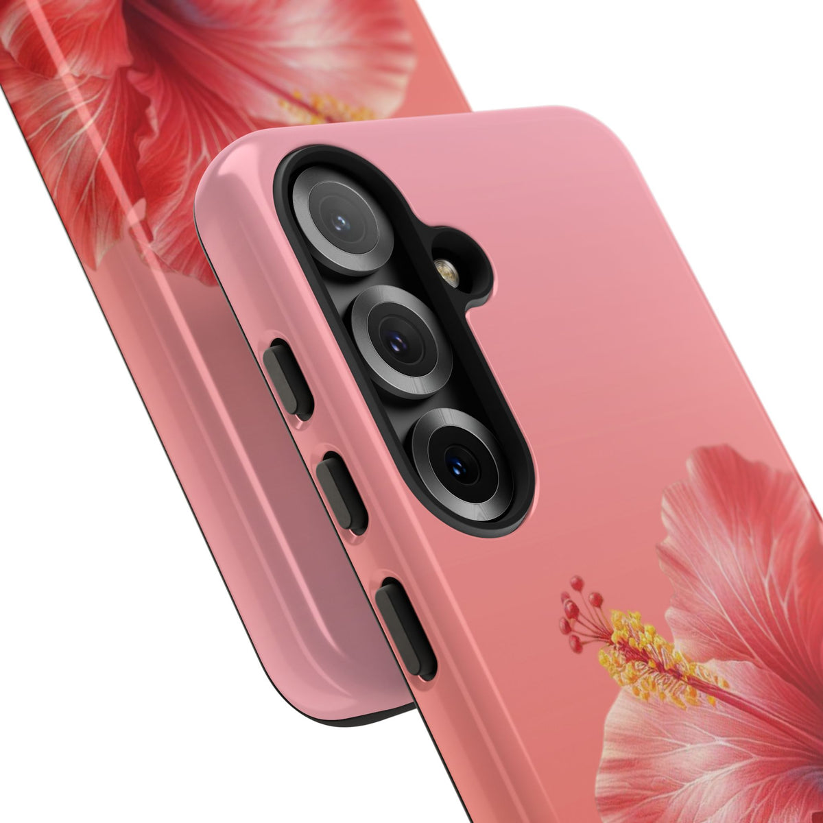 Hibiscus tough phone case seen from the side