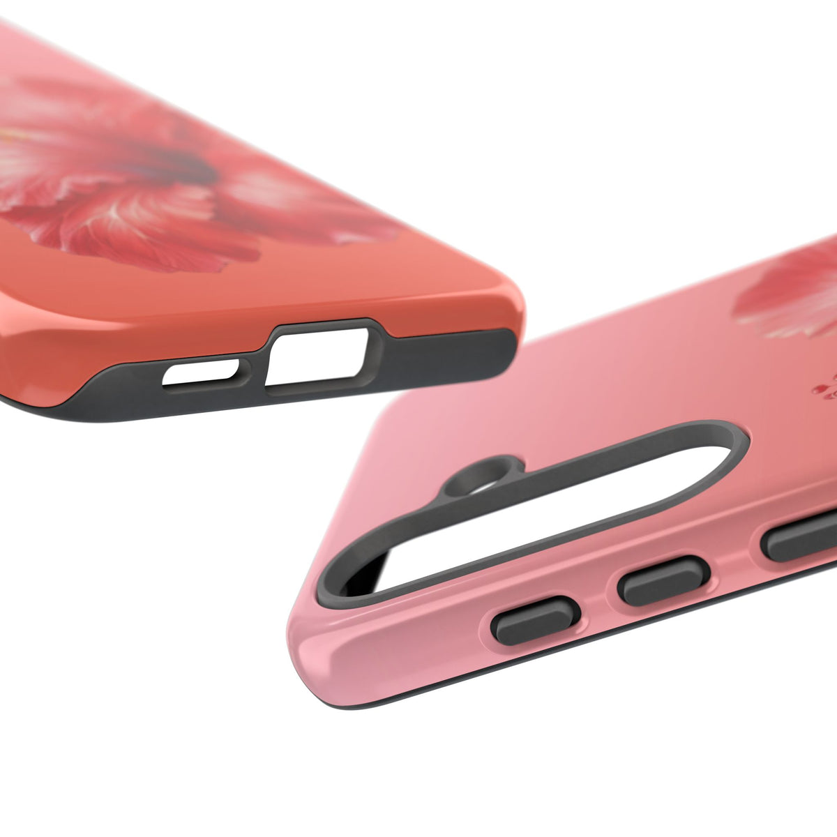 Coral hibiscus tough phone case on a Samsung Galaxy