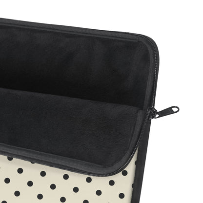 Polka dot laptop sleeve with black zipper and trim
