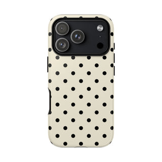 Cream polka dot tough phone case