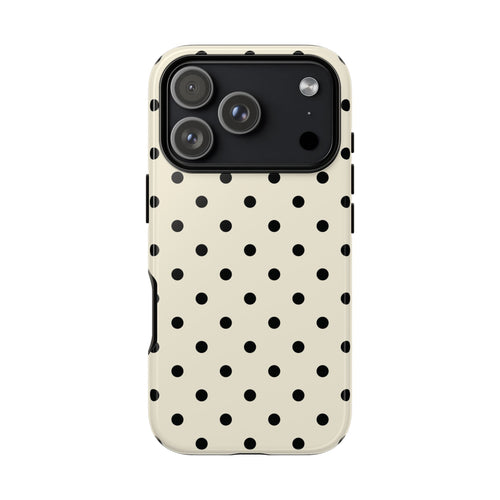 Cream polka dot tough phone case