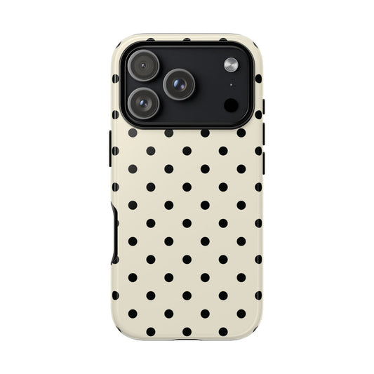 Cream polka dot tough phone case