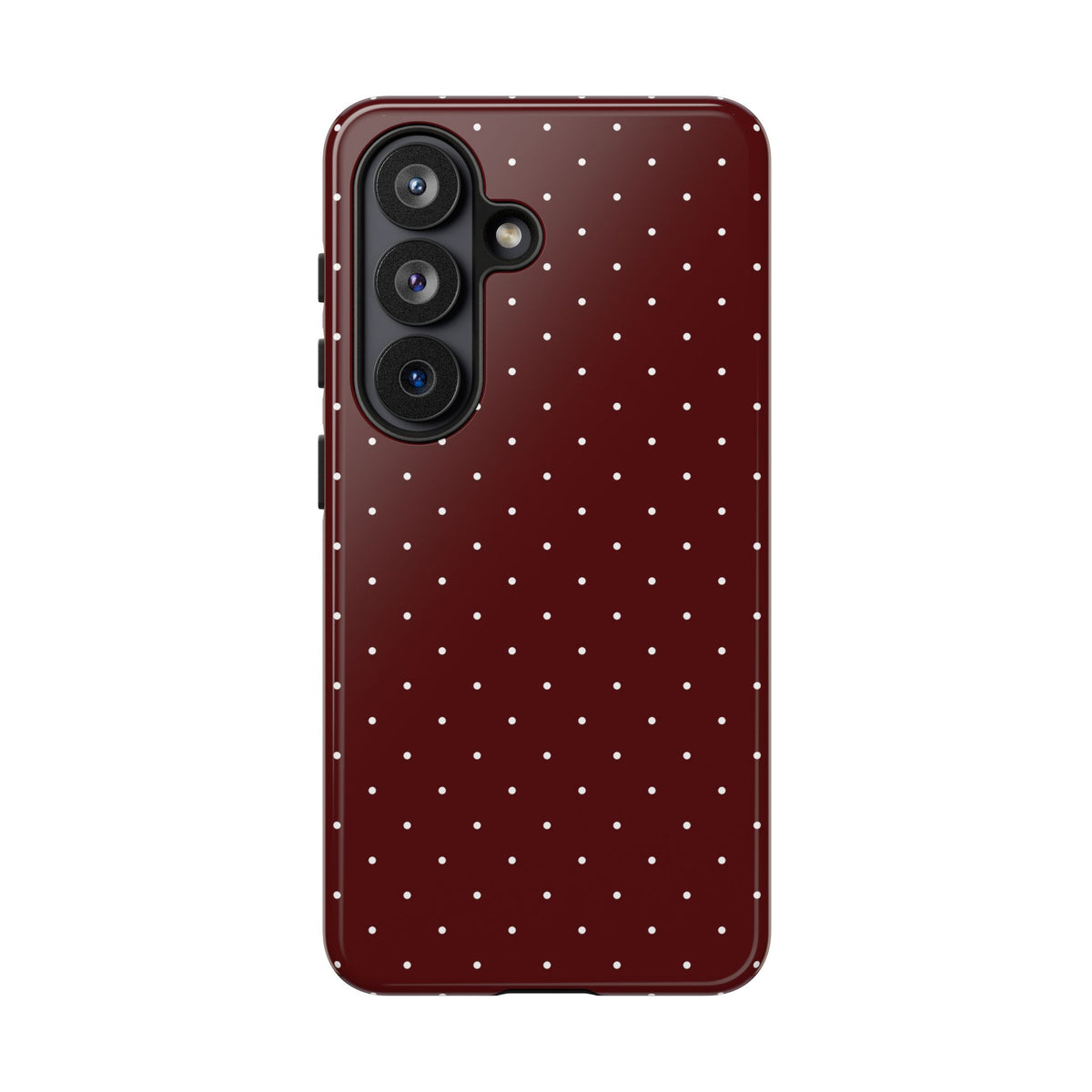 Dark red pin dot tough phone case on an iPhone