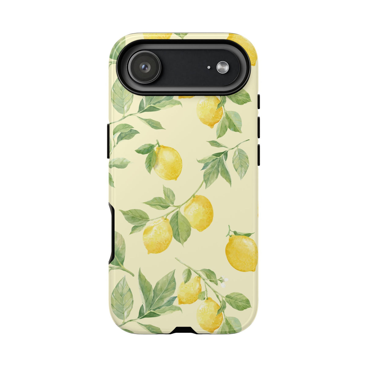 Butter yellow lemon tough case showing the black inner lining
