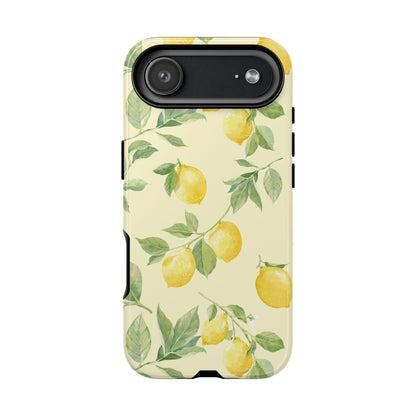 Butter yellow lemon tough case showing the black inner lining