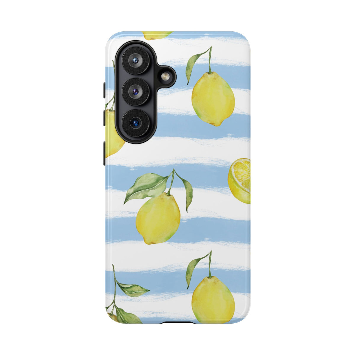 Lemon tough phone case back view with raised camera edge