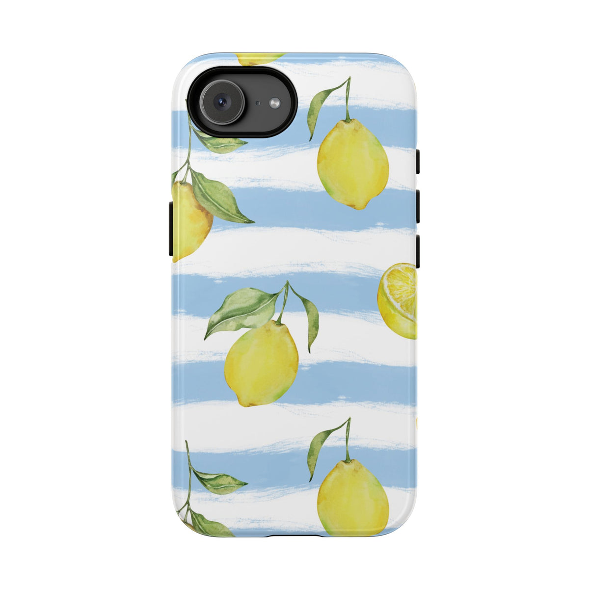 Lemon stripe tough case side view showing the dual layer shell