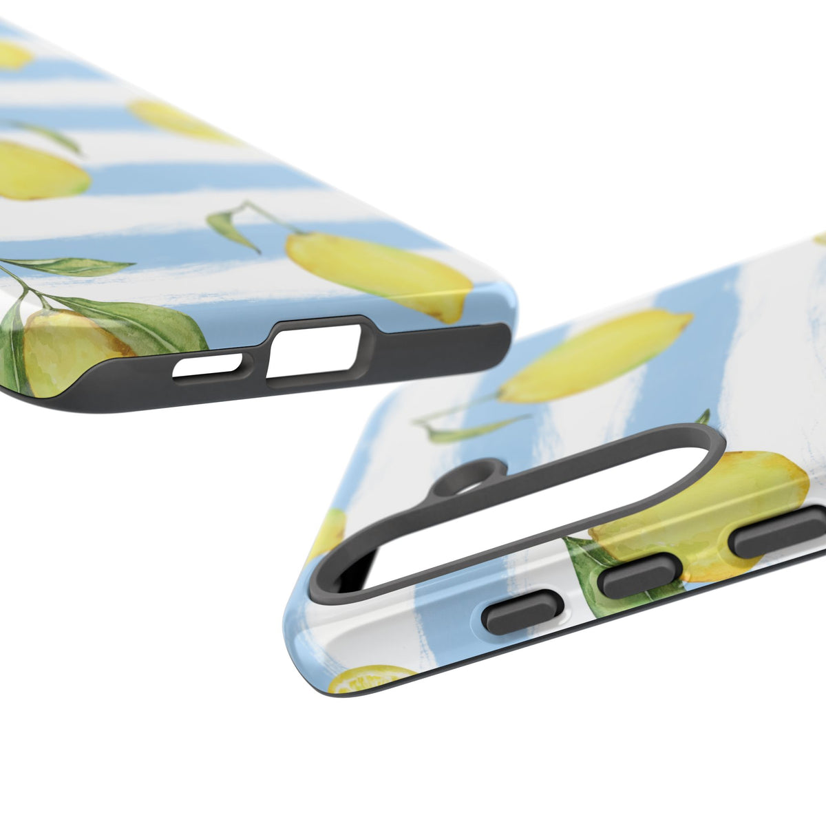 Watercolor lemon tough phone case on a summer table setting