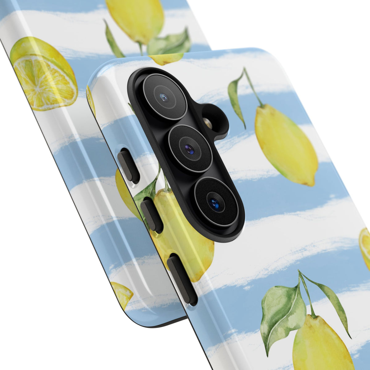 Lemon stripe tough phone case front lip detail