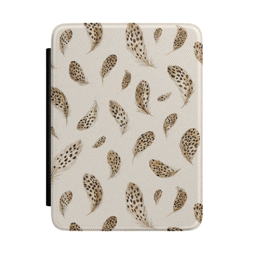Leopard feather Kindle case in brown and cream