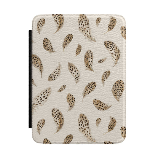 Leopard feather Kindle case in brown and cream