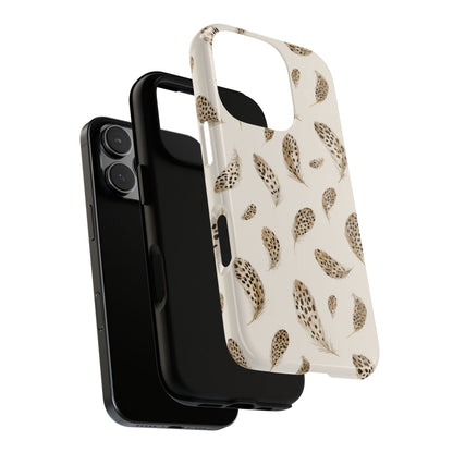 Brown feather pattern phone case, side profile