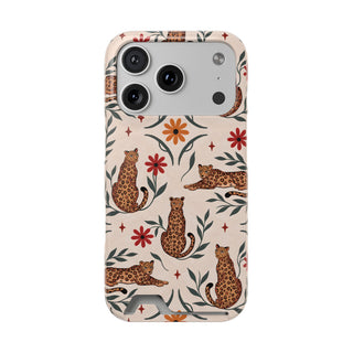 Leopard garden phone case with a card slot