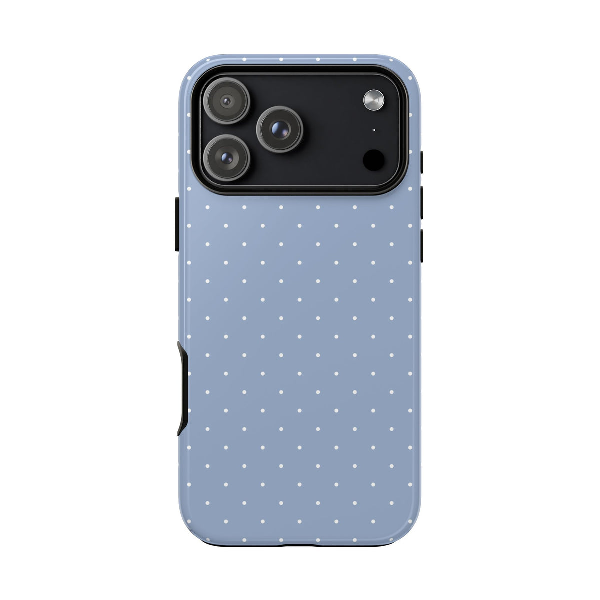 Light blue polka dot tough phone case with tiny white dots