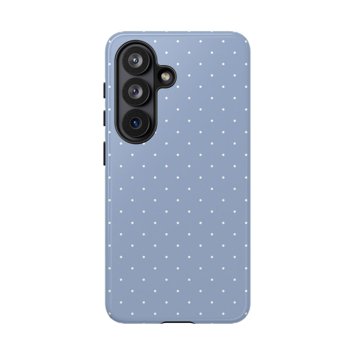 Light blue pin dot tough phone case on an iPhone