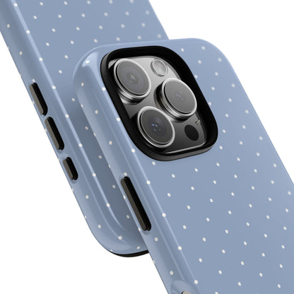Light blue polka dot dual-layer phone case
