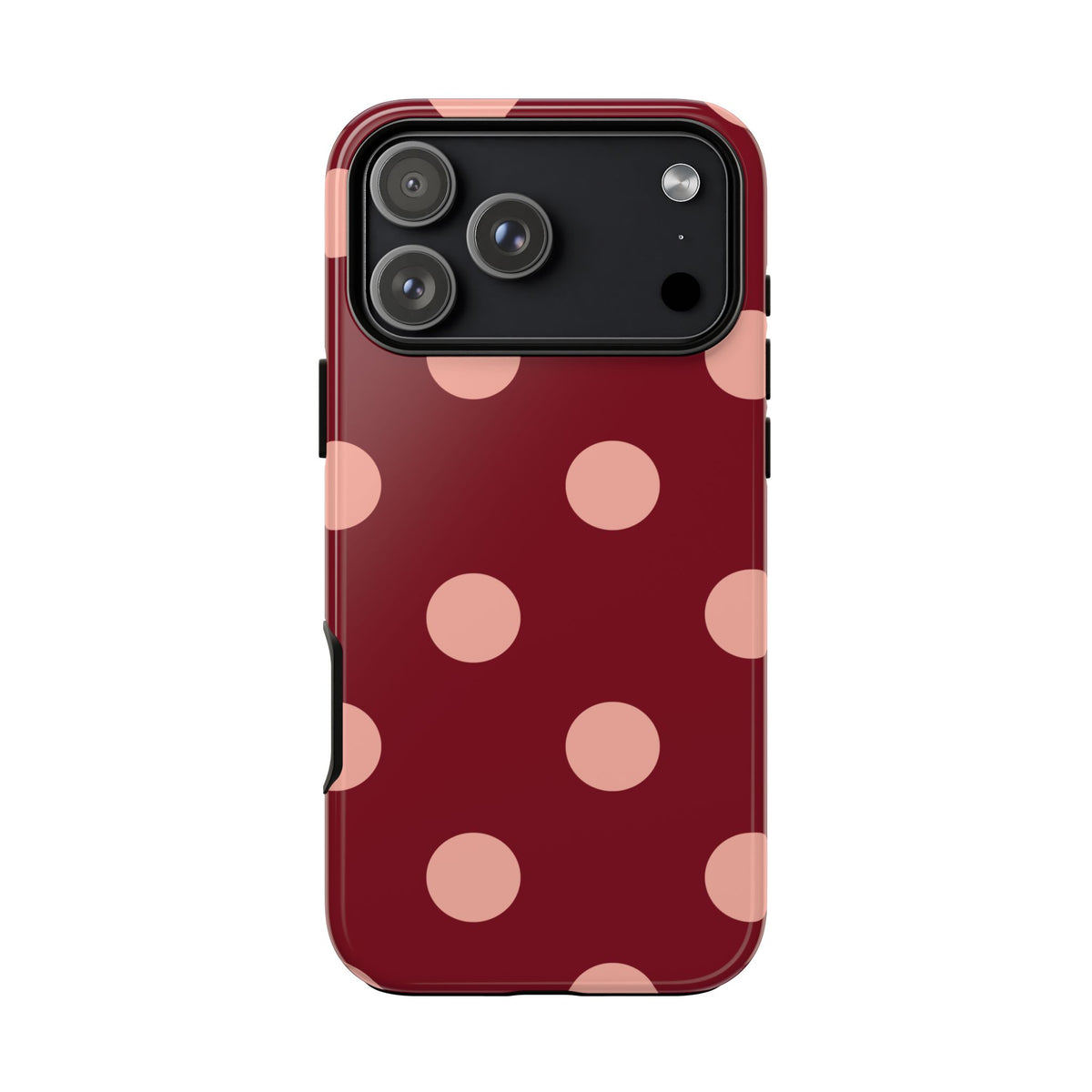 Maroon polka dot tough phone case