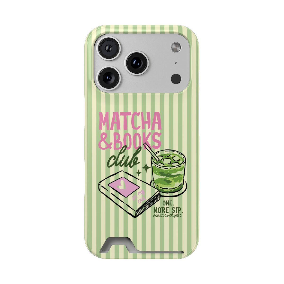 Matcha and books phone case with a card slot