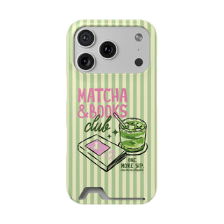 Matcha and books phone case with a card slot