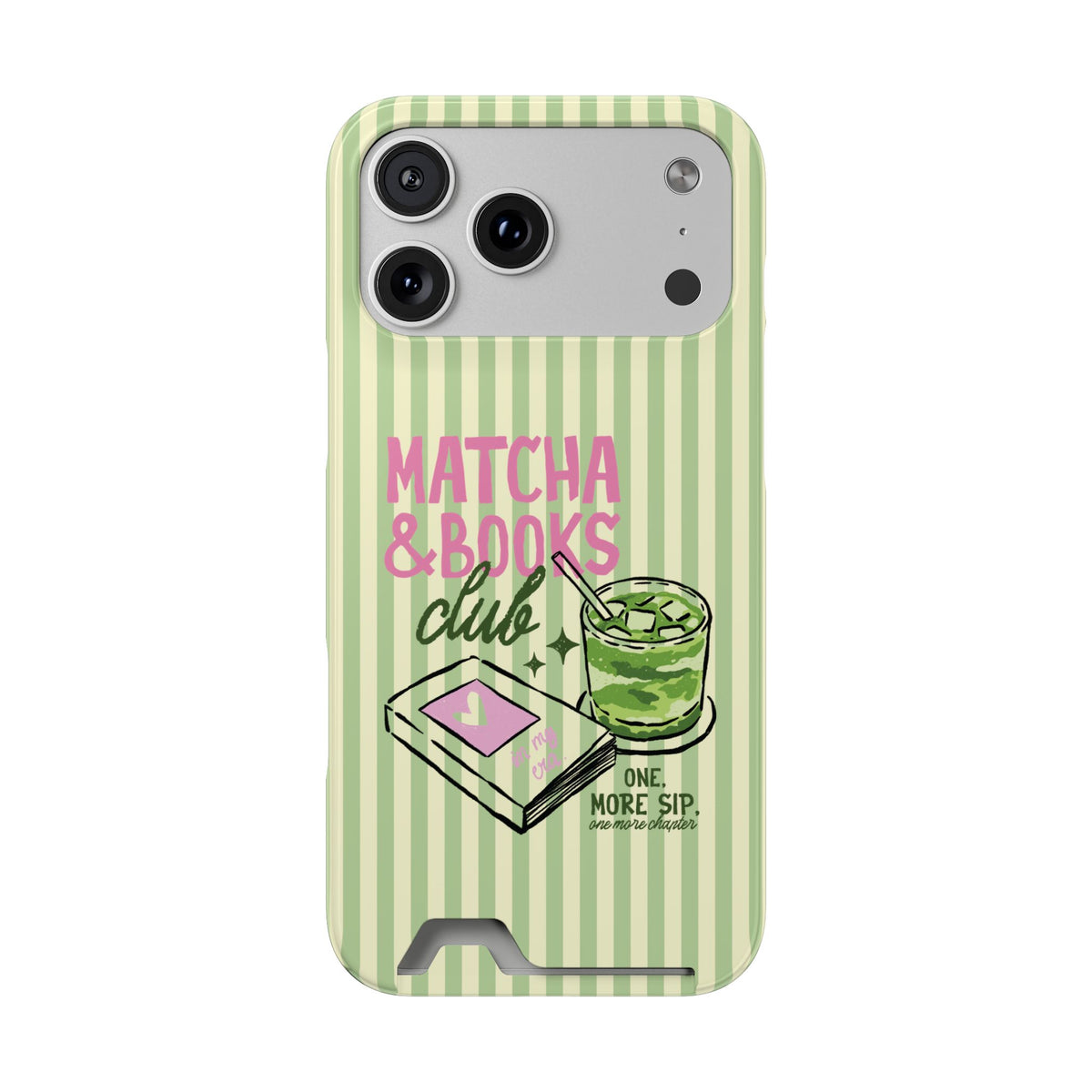 Matcha & Books Club phone case on an iPhone
