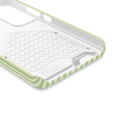 Matcha & Books Club phone case with green and cream stripes
