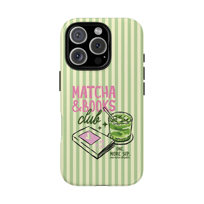 Matcha and books tough phone case seen from the side