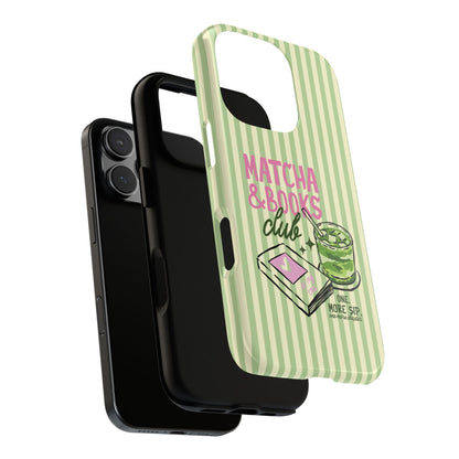 Matcha & Books Club tough phone case, back view