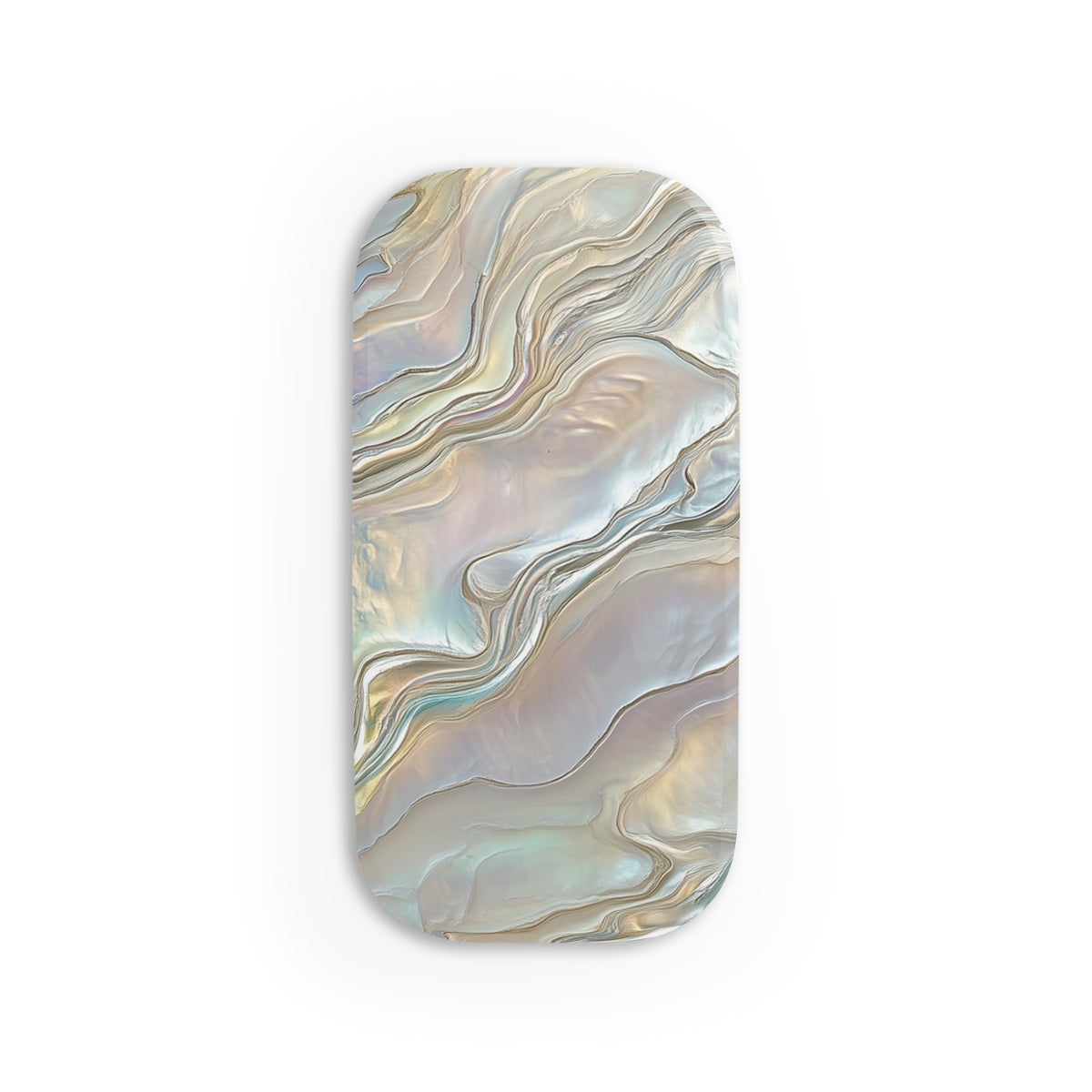 Mother of pearl phone grip with iridescent shell swirls