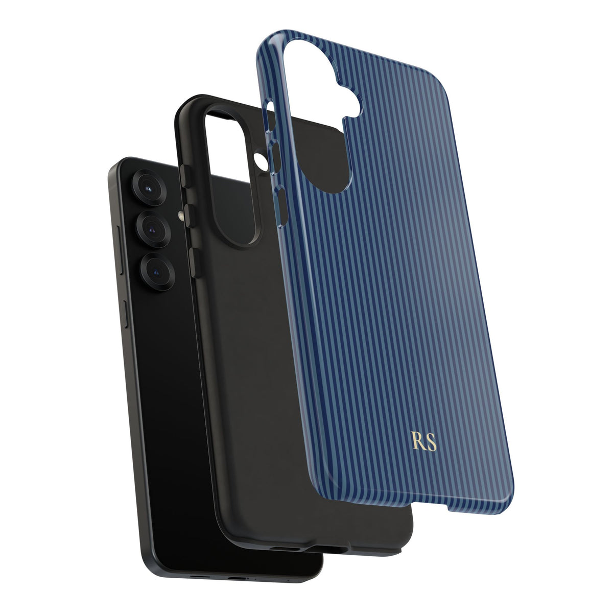 Personalized navy striped tough phone case as a gift for her
