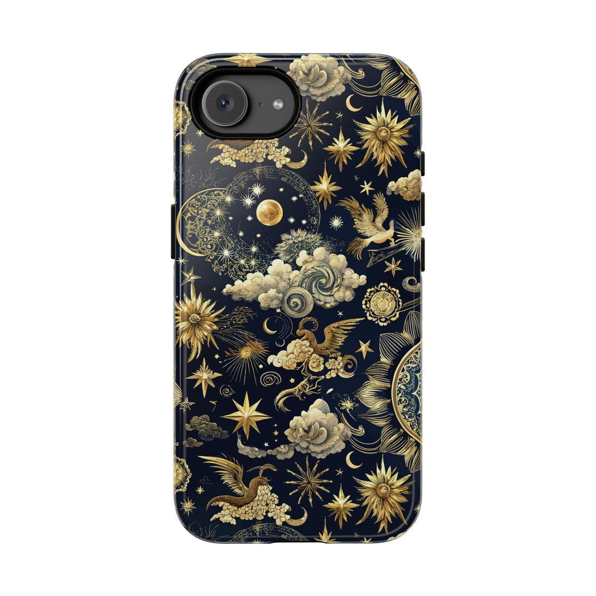 Dual layer celestial phone case showing the black inner lining edge