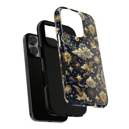Navy celestial tough phone case shown from the side