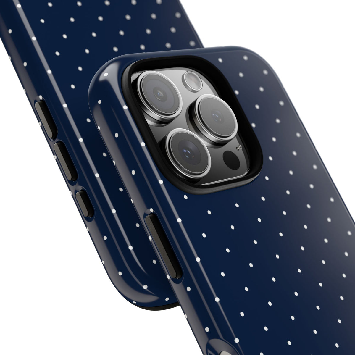 Navy polka dot dual-layer phone case
