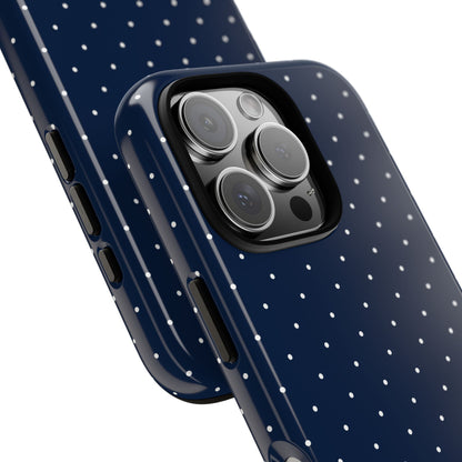 Navy polka dot dual-layer phone case