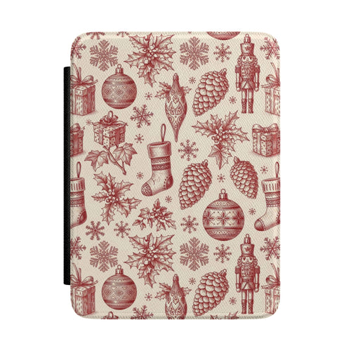 Nutcracker Christmas Kindle case in red and cream