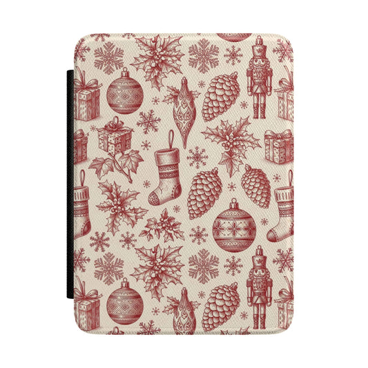 Nutcracker Christmas Kindle case in red and cream