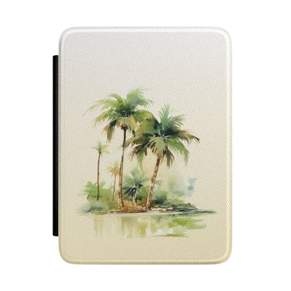 Palm Island Kindle case with watercolor palm trees on cream