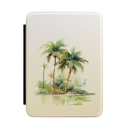 Palm Island Kindle case with watercolor palm trees on cream