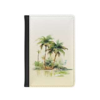 Palm Island passport cover with watercolor palm trees on cream