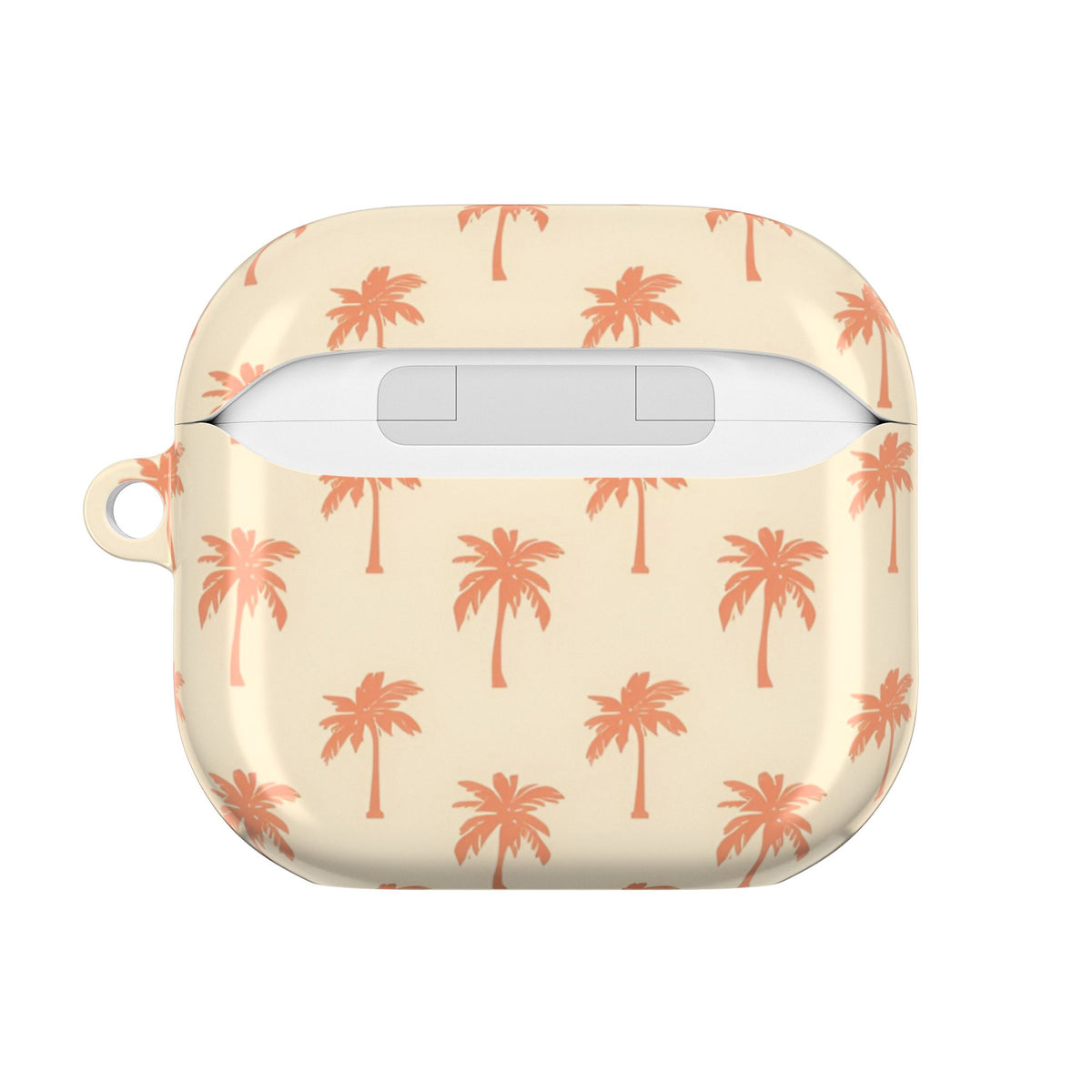 Tropical palm tree AirPod case, flat lay