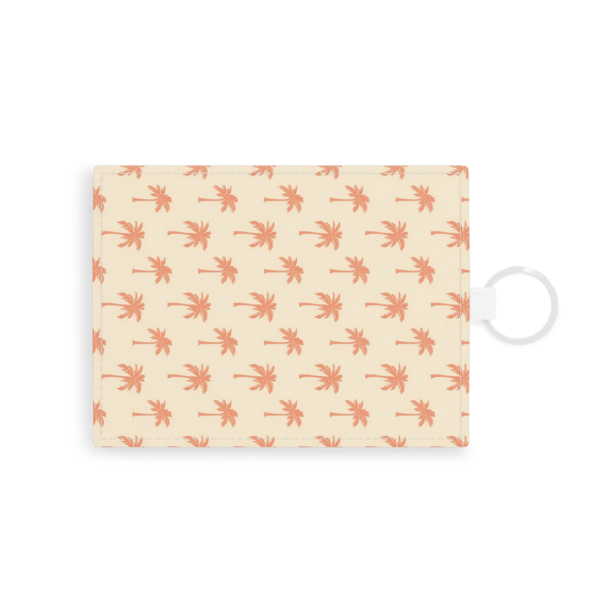 Palm tree card holder wallet in cream and coral faux leather