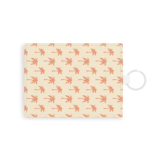 Palm tree card holder wallet in cream and coral faux leather