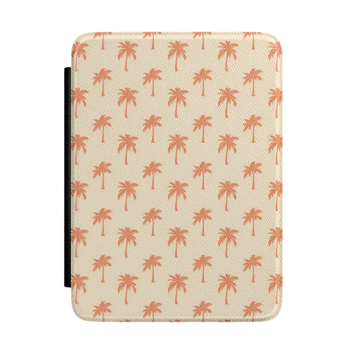 Palm tree Kindle case with coral palms on a cream front panel