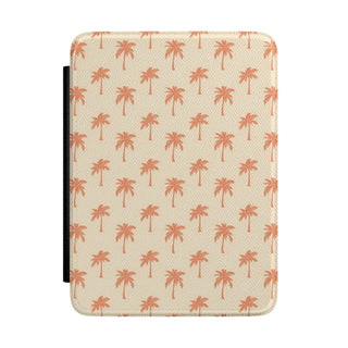 Palm tree Kindle case with coral palms on a cream front panel