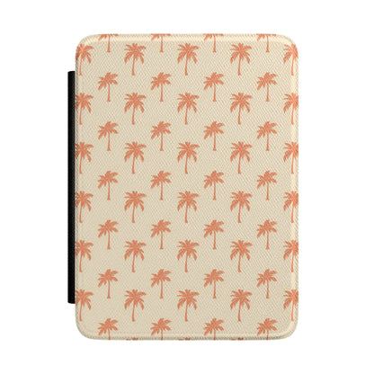 Palm tree Kindle case with coral palms on a cream front panel