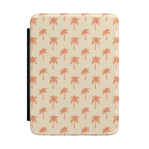 Palm tree Kindle case with coral palms on a cream front panel