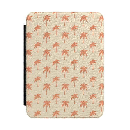 Palm tree Kindle case with coral palms on a cream front panel